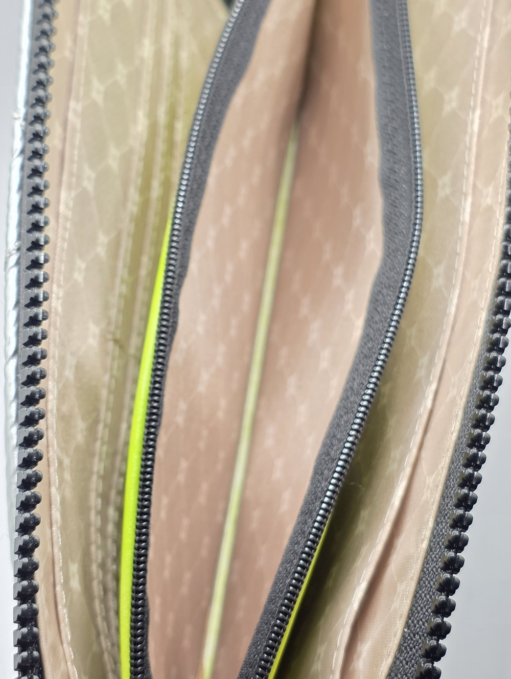 BCBGeneration Quilted Metallic Silver Zip Pouch - Picture 9 of 10